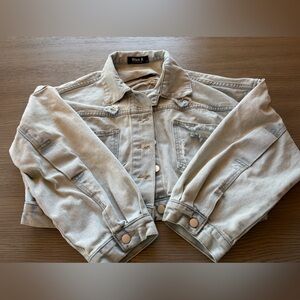 Distressed Denim Jacket with jeweled fringe